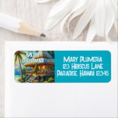 Étiquette Cabane Tropical Christmas Palm Tree Adresse de ret (En situation)