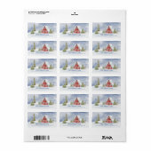 Étiquette Cabine rouge neige (Feuille entière)