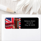 Étiquette Cabine téléphonique rouge Retro Union Jack London (En situation)