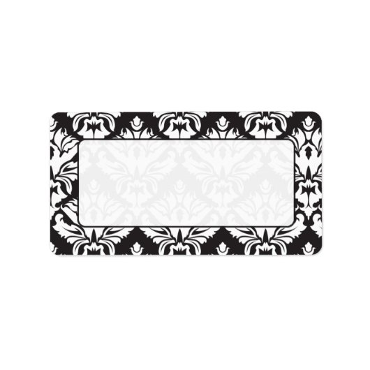 Étiquette Câbles de messagerie Damas Noir Et Blanc (Devant)