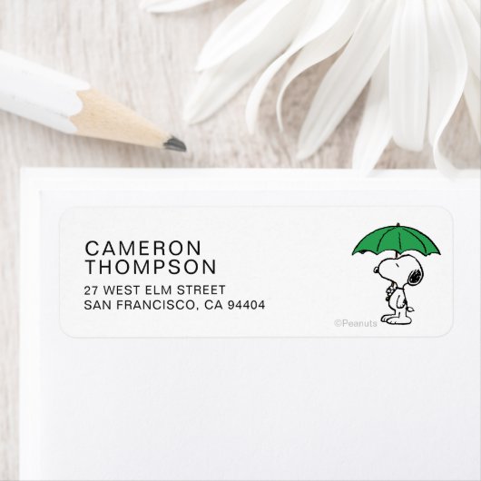 Étiquette cacahuètes | Parapluie vert Snoopy (En situation)