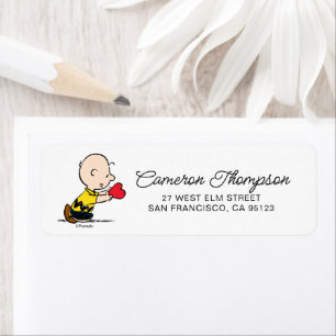 Étiquette cacahuètes   Saint Valentin Charlie Coeur rouge Br