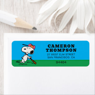 Étiquette cacahuètes Snoopy at Bat