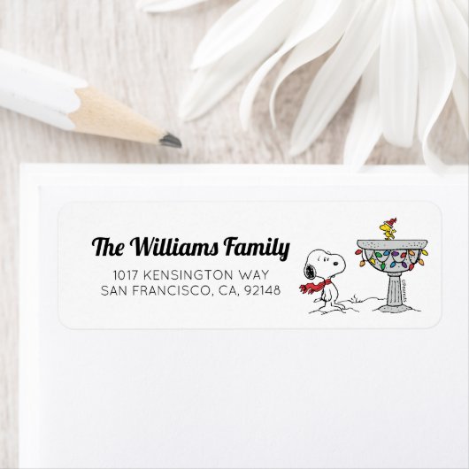 Étiquette cacahuètes | Snoopy & Woodstock Bain décoré d'oise (En situation)