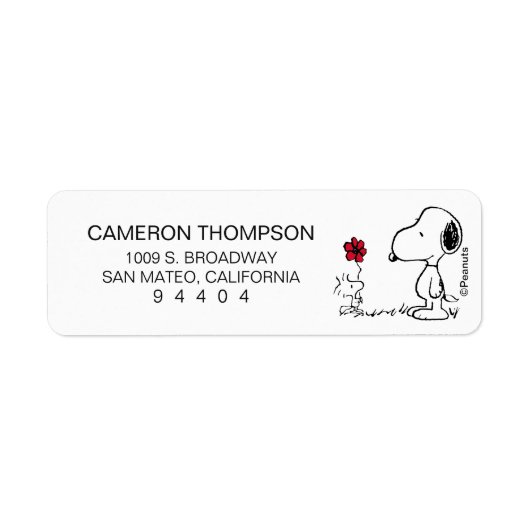 Étiquette cacahuètes | Snoopy & Woodstock Rouge & Noir (Devant)