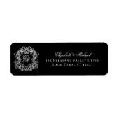 Étiquette Cachet Monogramme Noir Adresse de Retour de Mariag (Devant)