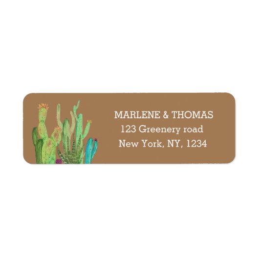 Étiquette Cactus Désert Script Boho Succulent Simple (Devant)