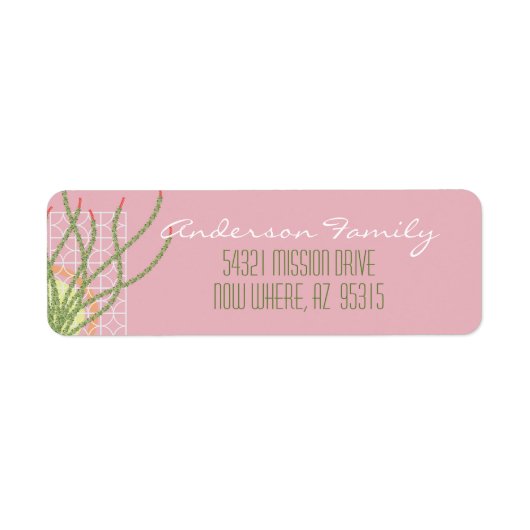 Étiquette Cactus du désert moderne du milieu du siècle (Devant)