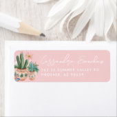 Étiquette Cactus du désert pastel (En situation)