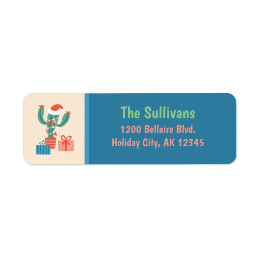 Étiquette Cactus et cadeaux de Noël Adresse de retour (Devant)