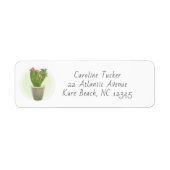 Étiquette Cactus Mignon Plante Grasse Fleur Rose Pot Adresse (Devant)