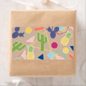 Étiquette Cactus moderne géométrique Memphis inspiré motif (En situation)