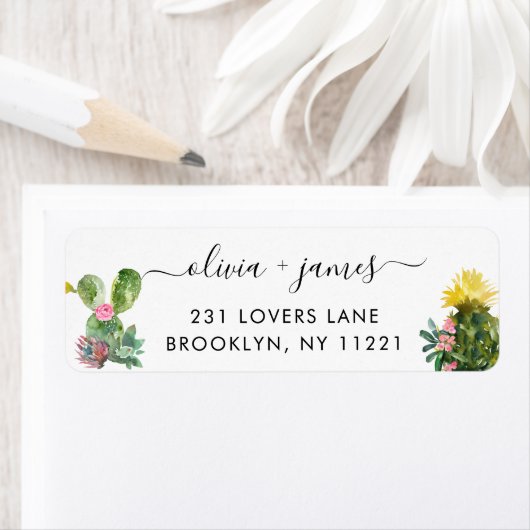 Étiquette Cactus Succulent Cactus Désert Aquarelle Florale (En situation)