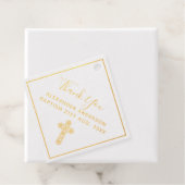 Étiquette-cadeau 12 Merci BAPTISME VRAI FOIL Croix de Christening (Avec boite)
