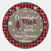 Étiquette cadeau à carreaux de buffle pour Noël ca (Devant)