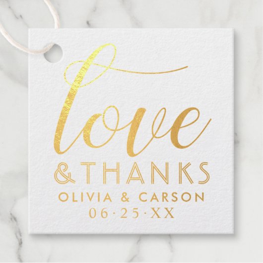 Étiquette-cadeau Amour et Merci Mariage moderne Monogramme Photo (Devant)