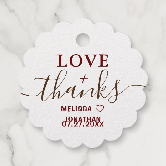 Étiquette-cadeau Amour et Merci Rustic Gold Foil Mariage (Dos)