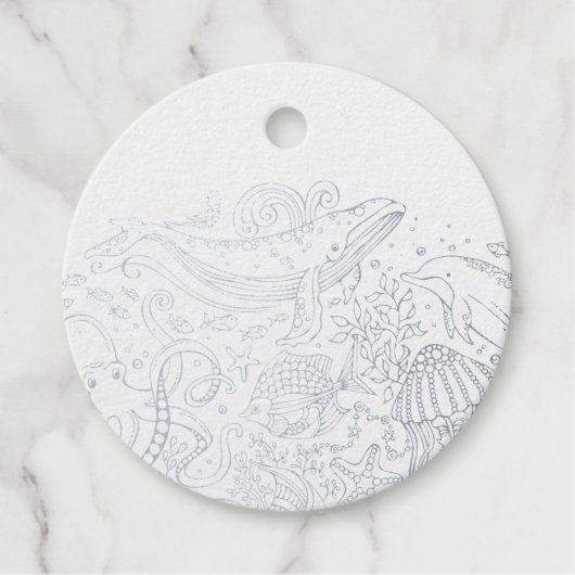 Étiquette-cadeau animaux de l'océan élégant feuille de script pour  (Devant)