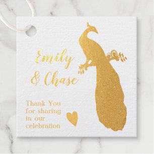 Étiquette-cadeau Aqua Peacock Couleurs Plumes Mariage