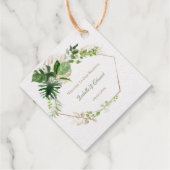 Étiquette-cadeau Aquarelle Tropical Vert Or Feuilles Monstera (Dos)