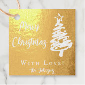 Étiquette-cadeau Arbre de Noël moderne et messages calligraphiques (Devant)