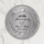 Étiquette-cadeau Argent Floral Damask (Dos)