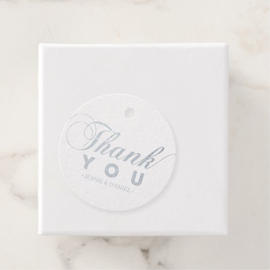 Étiquette-cadeau Argent | Typographie moderne simple Merci (Avec boite)