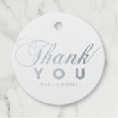 Étiquette-cadeau Argent | Typographie moderne simple Merci (Devant)