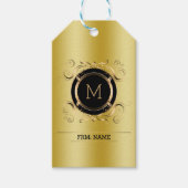 Étiquette cadeau arrière - plan or avec cadre noir (Devant)