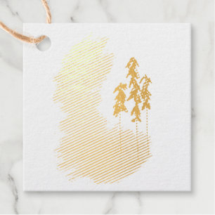 Étiquette-cadeau art de l'arbre vert scandinave simple moderne ment