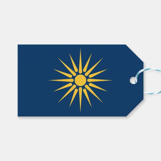 Étiquette cadeau avec drapeau de Macédoine, Grèce (Devant (Horizontal))