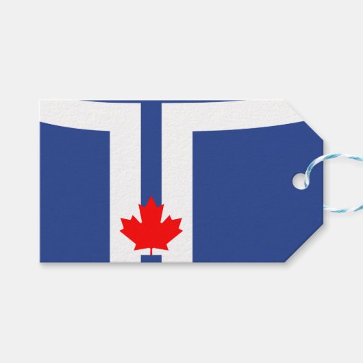 Étiquette cadeau avec drapeau de Toronto, Canada (Devant (Horizontal))