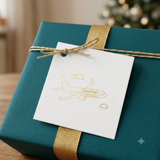 Étiquette-cadeau Avion personnalisable