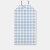 Étiquette cadeau Baby Shower Blue Gingham Burger B (Dos)