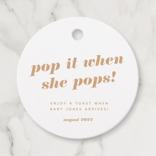 étiquette cadeau baby shower bouteille de champagn (Devant)