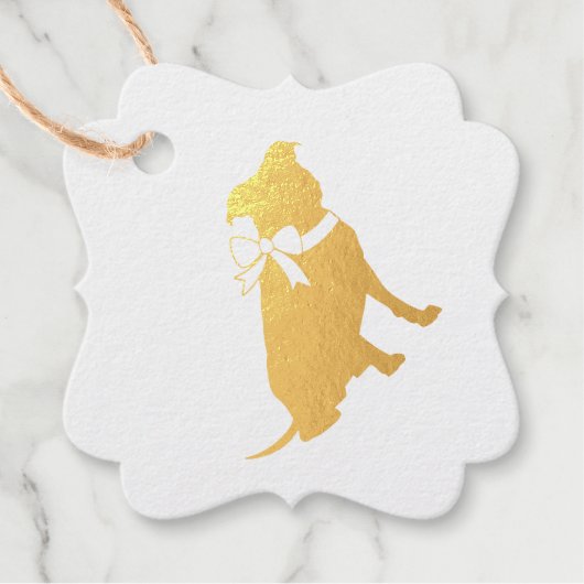 Étiquette-cadeau Baby shower de chien taureau rose (Devant)