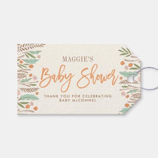 Étiquette cadeau Baby shower neutre pour hommes (Devant (Horizontal))