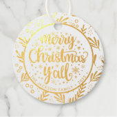 Étiquette-cadeau Balise cadeau de Noël Joyeux Y'all Foliage Foil (Devant)