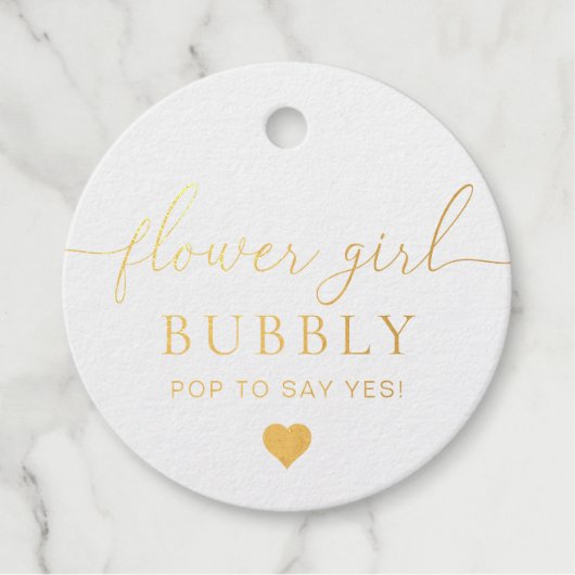 Étiquette-cadeau Balise Flower Girl Proposition Foil Favor (Devant)