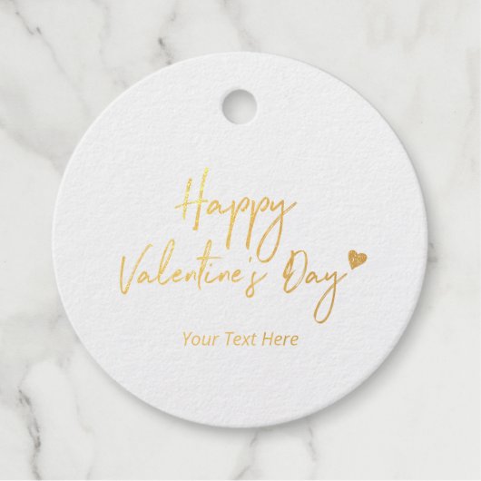 Étiquette-cadeau Balises cadeaux Heureuse Sainte-Valentin Gold Foil (Devant)