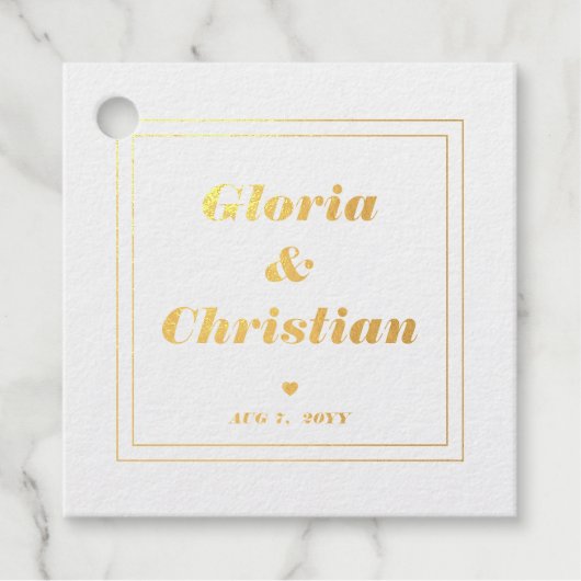 Étiquette-cadeau Balises de préférence mariage Real Gold Foil (Devant)