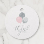 Étiquette-cadeau Ballons d'argent et rose, Confetti 1er Anniversair (Dos)