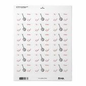 Étiquette cadeau Banjo & Notes (Feuille entière)