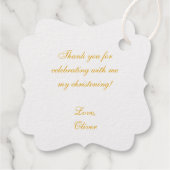 Étiquette-cadeau Baptême Calligraphie Gold Cross Script Simple (Dos)