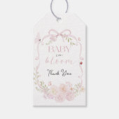 Étiquette cadeau bébé en fleurs rose (Devant)