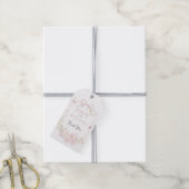 Étiquette cadeau bébé en fleurs rose (Avec de la ficelle)