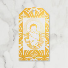 Étiquette cadeau BÉBÉ JÉSUS GOLD Foil DE NOËL