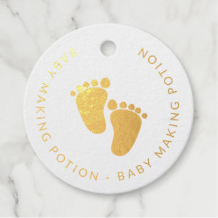 Étiquette-cadeau Bébé mignon Empreintes Bébé Bleu Faire Potion