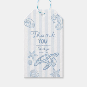 Étiquette Cadeau Bleu Dessiné à la Main Tout Mer V