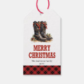 Étiquette cadeau bottes de cowboy rustiques rouge (Devant)